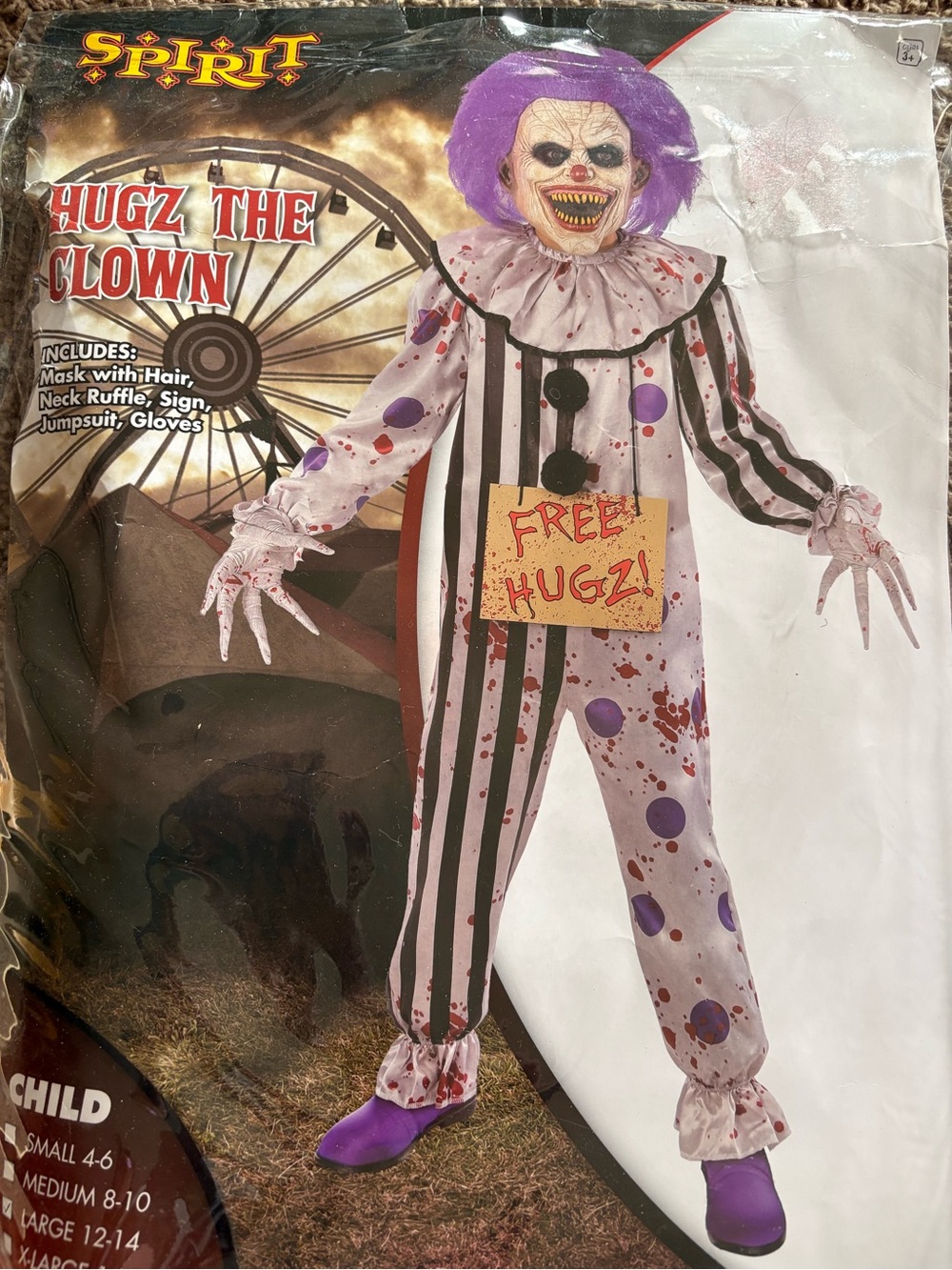 Spirit Hugz the Clown Kids Costume - Purple, White, Black